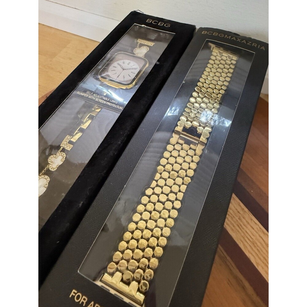 BCBG BCBGMAXAZRIA Apple Watch Bands Lot of 2 Gold 38mm 40mm 41mm Open Box - Picture 7 of 9
